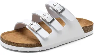 Torotto Boys Girls Sandals with Cork Footbed Adjustable Buckle Casual Slides Sandals Open Toes Flat for Kids Toddler