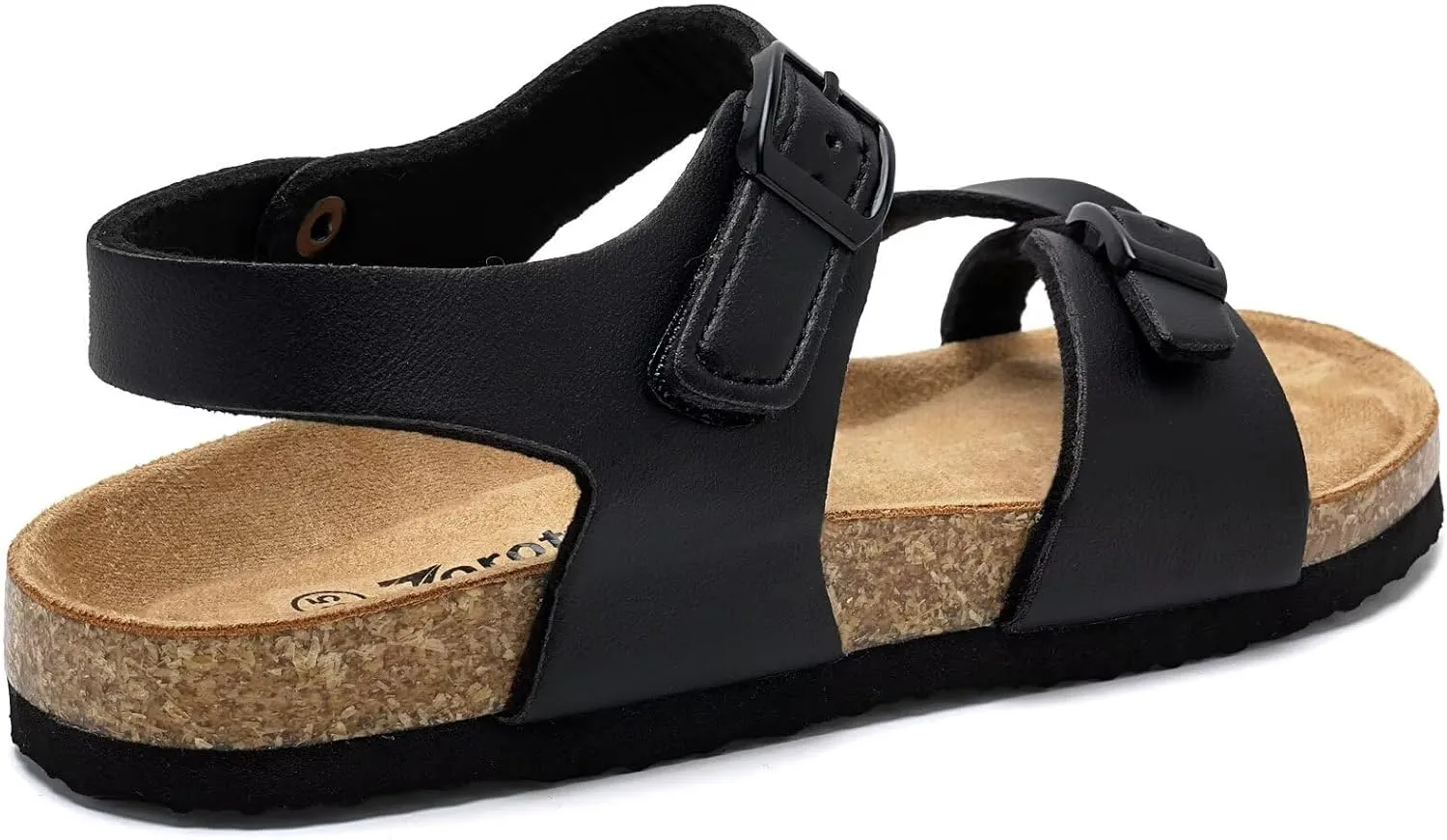 Torotto Girls Boys Sandals with Cork Footbed Adjustable Buckle Summer Slides Flip Flops Open Toes Flat for Kids Toddler