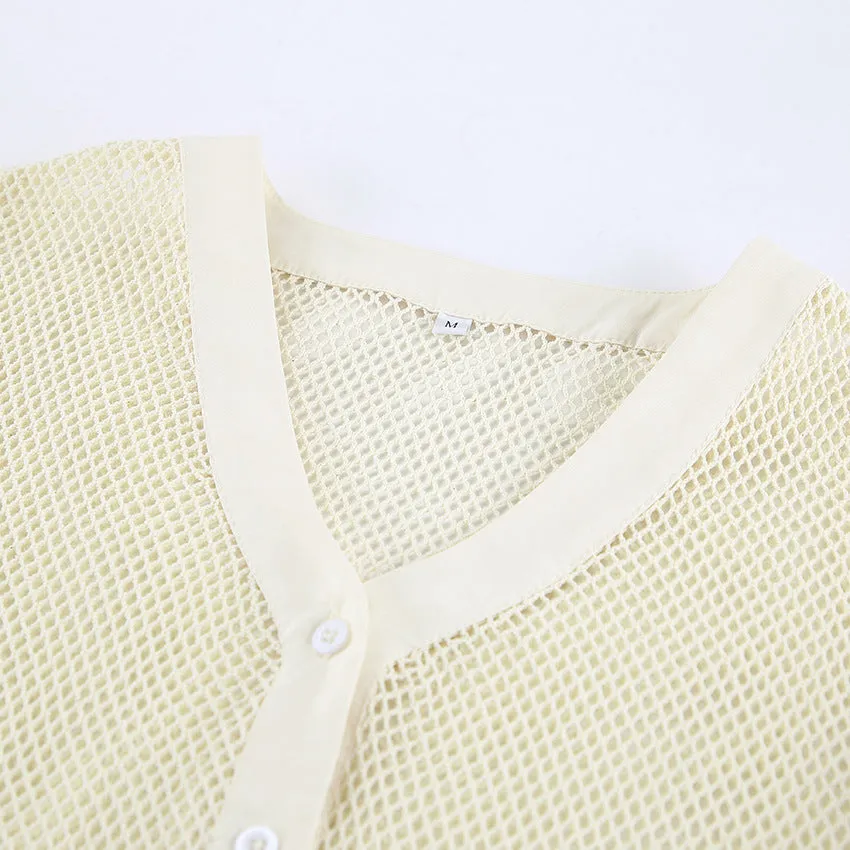 Two-piece Mesh Shirt And Shorts Loose