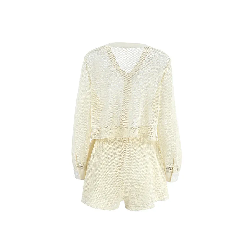 Two-piece Mesh Shirt And Shorts Loose