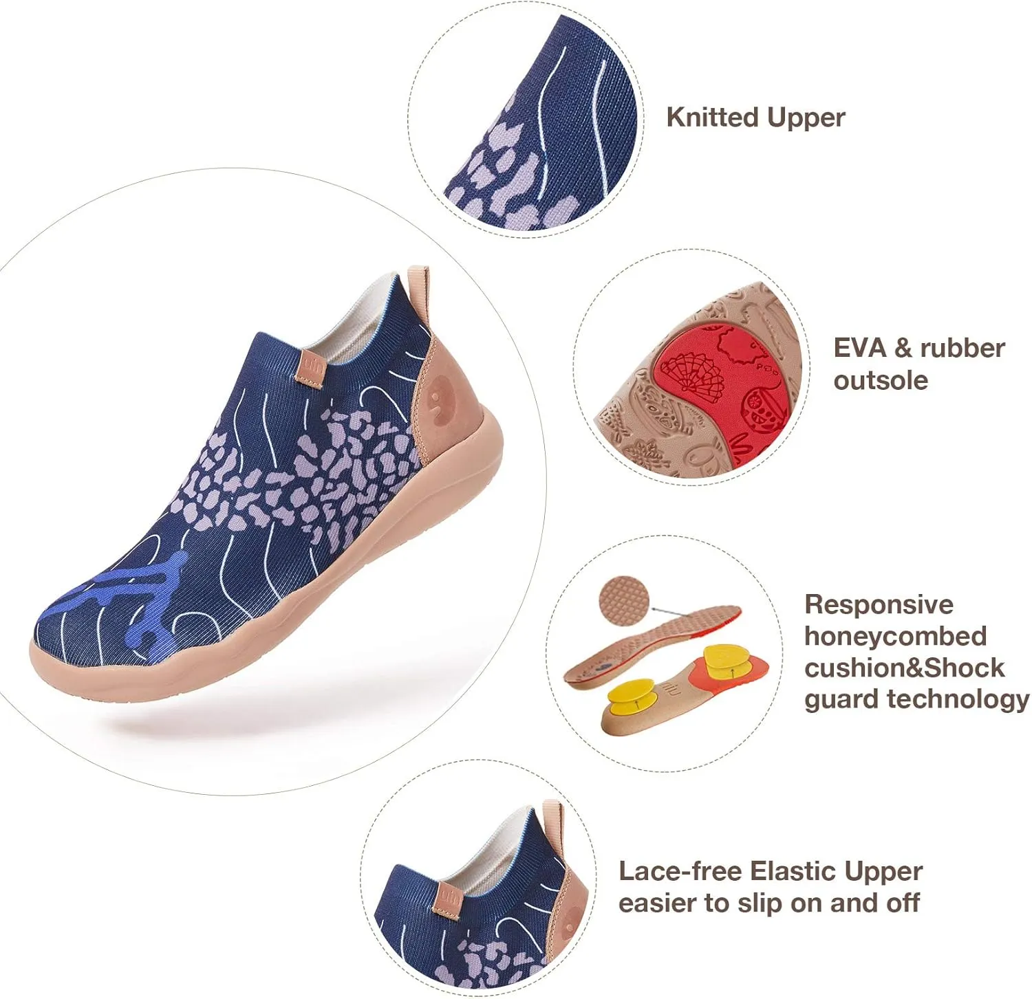 UIN Men's Walking Shoes Slip On Knitted Casual Boots Lightweight Comfort Fashion Sneaker The New Us