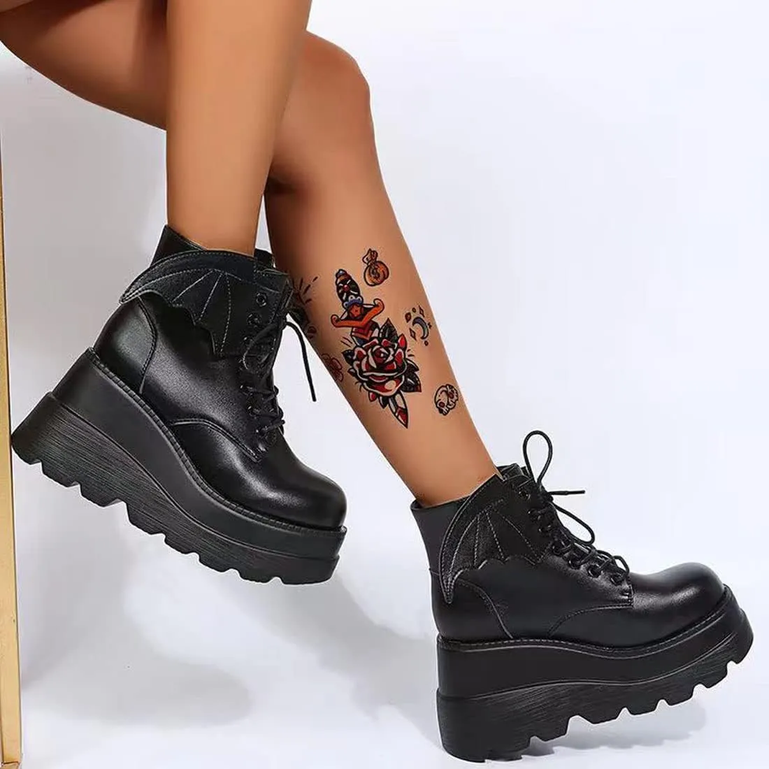 Ulalaza Women Mary Jane Dress Pumps Lolita Shoes Cute Platform Gothic Double Ankle Strap Round Toe Chunky Heel Uniform Pumps Shoes Perfect for School Party Business Work Dance Date Night Club