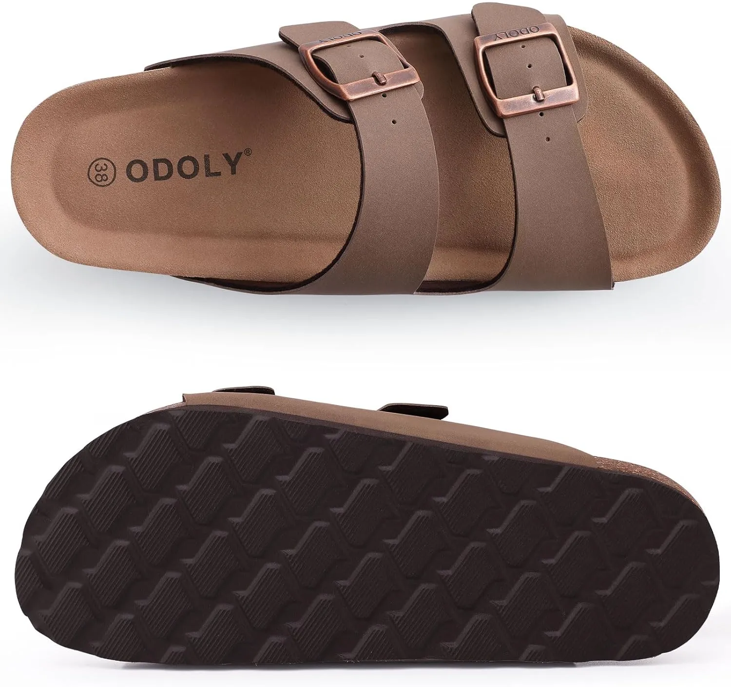 Unisex Cork Footbed Slide Sandal, Arch Support Summer Outdoor Sandals with Adjustable Buckle for Women and Men