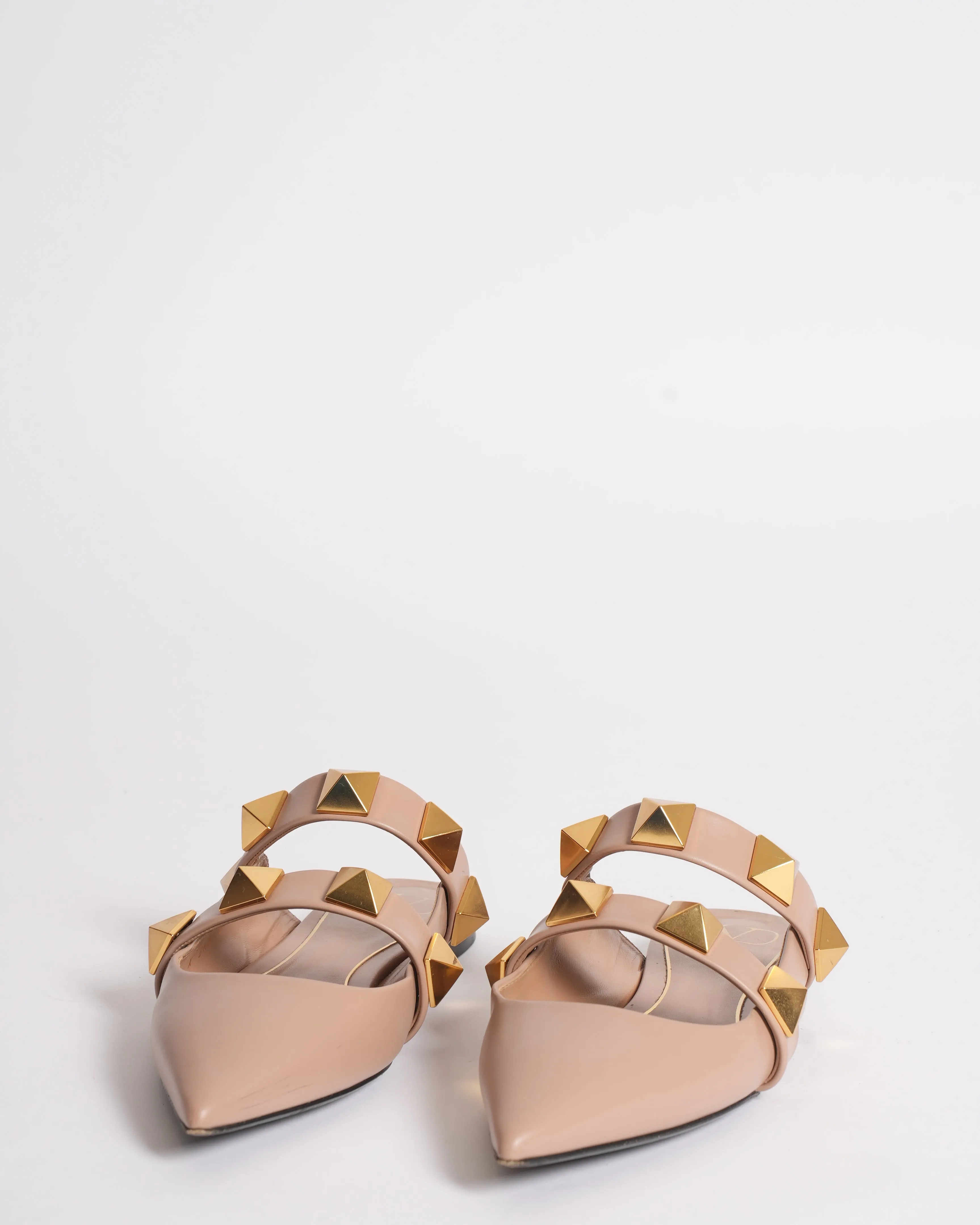 Valentino Garavani Roman Stud Flat Mules in Calfskin