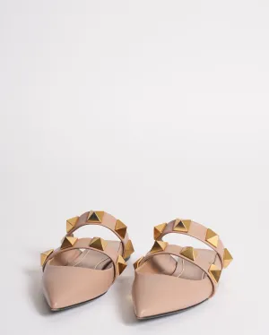 Valentino Garavani Roman Stud Flat Mules in Calfskin