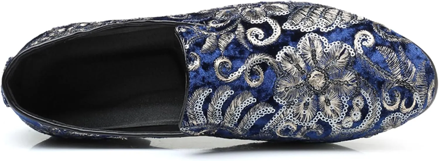 Venshine Mens Dress Loafers Slip On Shoes Glitter Wedding Party Prom Shoes