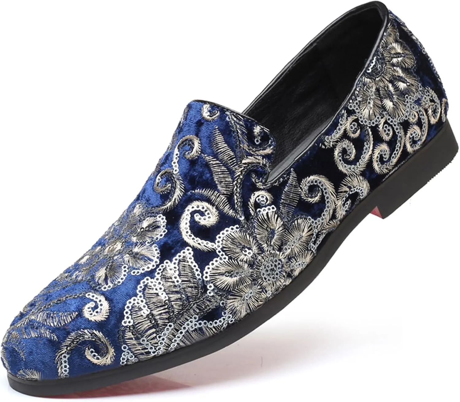 Venshine Mens Dress Loafers Slip On Shoes Glitter Wedding Party Prom Shoes