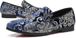 Venshine Mens Dress Loafers Slip On Shoes Glitter Wedding Party Prom Shoes