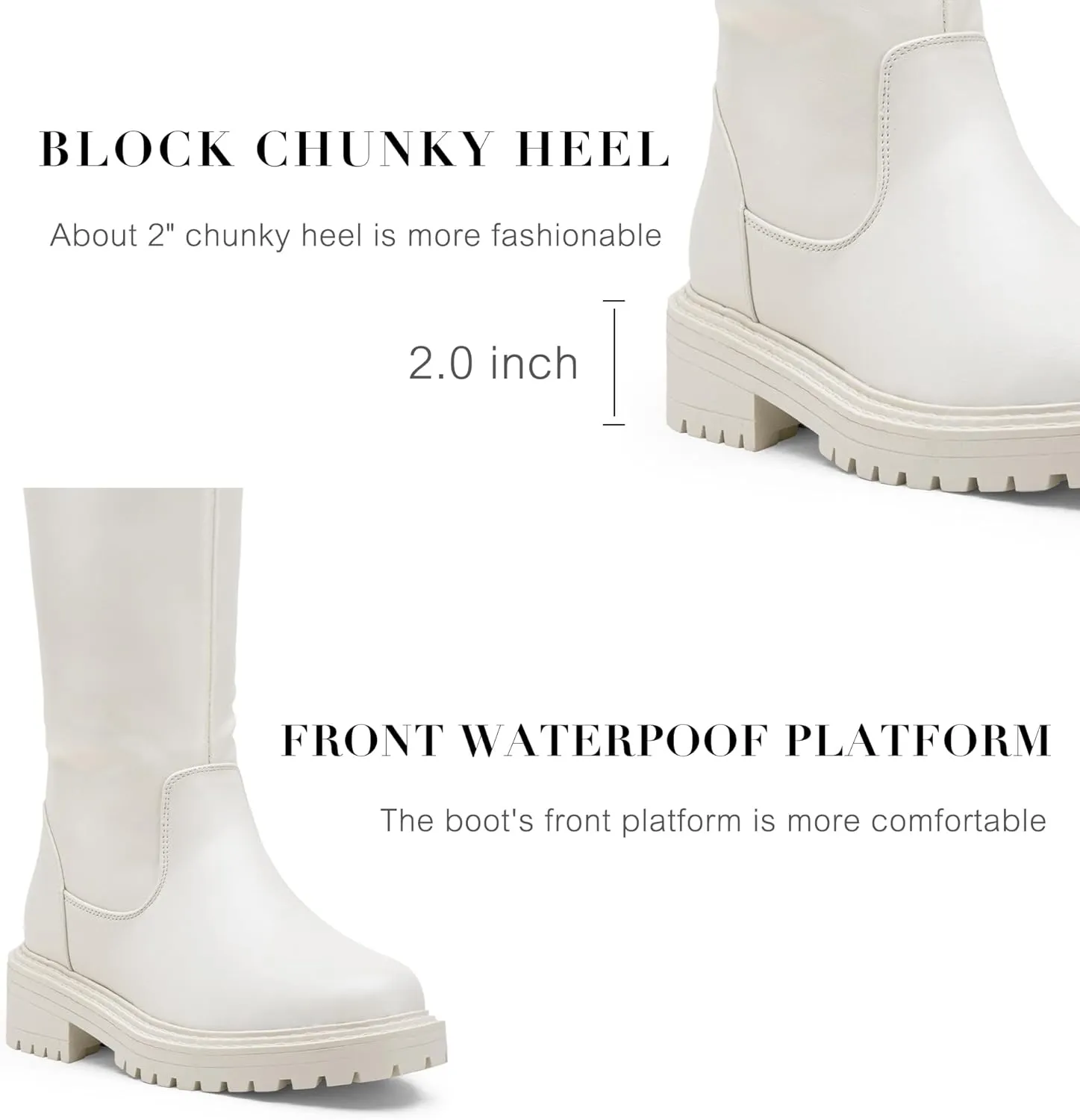 Vepose Women’s 9658 Knee High Boots Low Heel, Platform Tall Boots with Side Zipper for Ladies