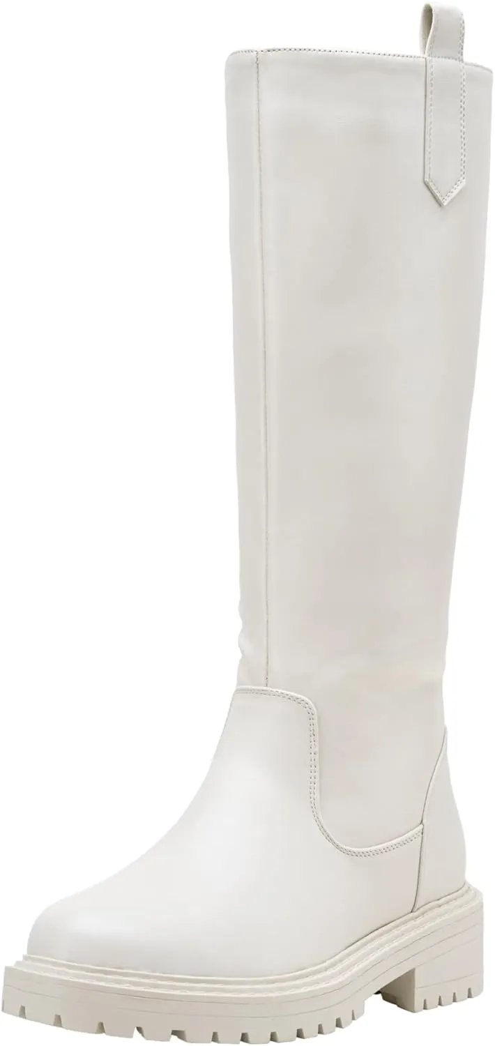 Vepose Women’s 9658 Knee High Boots Low Heel, Platform Tall Boots with Side Zipper for Ladies