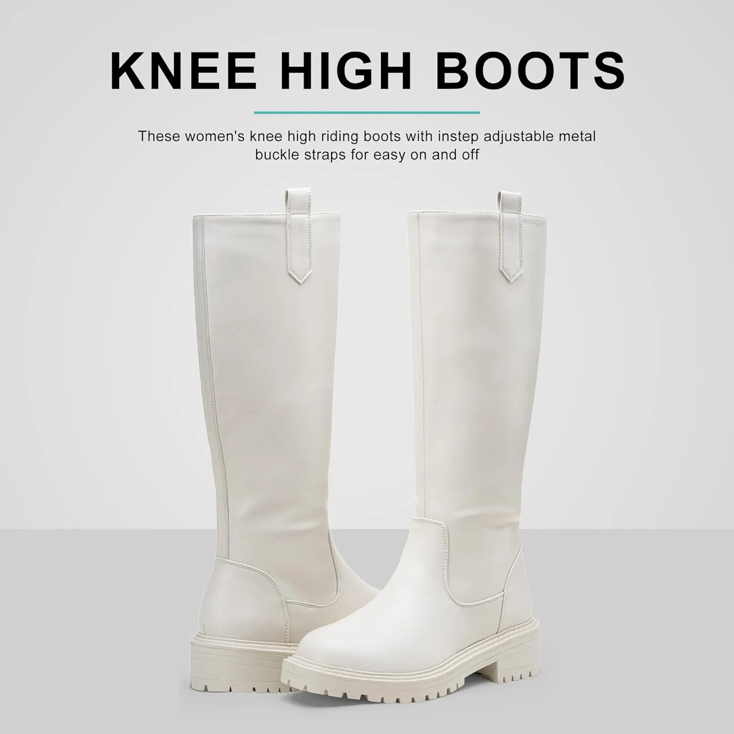 Vepose Women’s 9658 Knee High Boots Low Heel, Platform Tall Boots with Side Zipper for Ladies