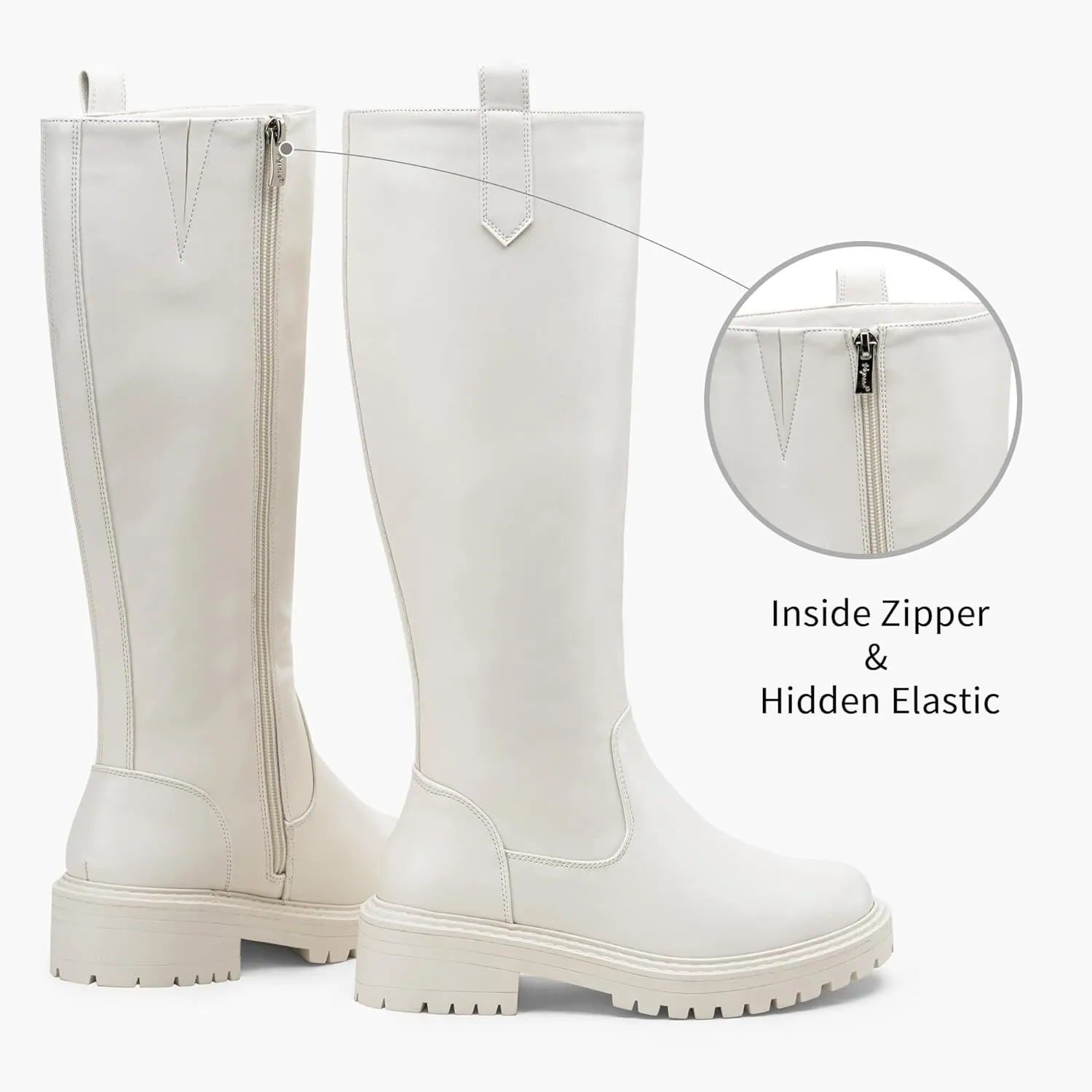 Vepose Women’s 9658 Knee High Boots Low Heel, Platform Tall Boots with Side Zipper for Ladies