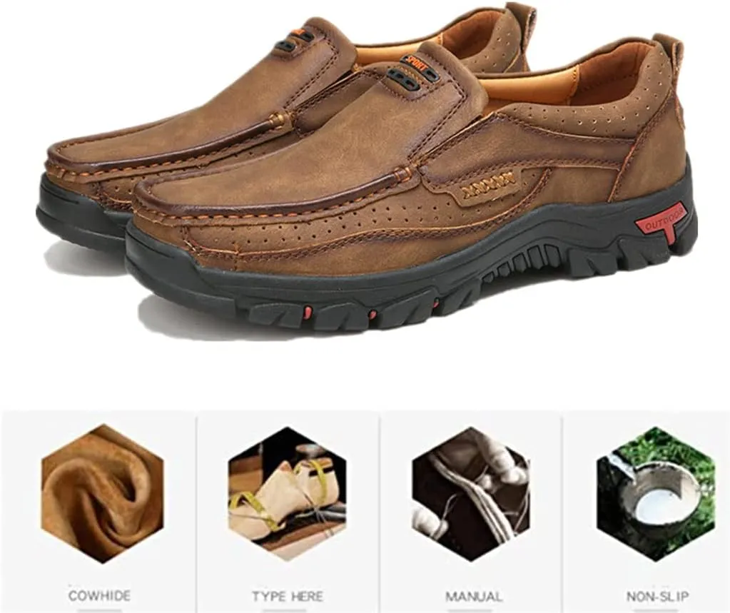 Veslexth Mens Classic Walking Loafers Men Leather Leisure Driving Slip On Sneakers Casual Soft Outdoor Comfortable Dress Shoes