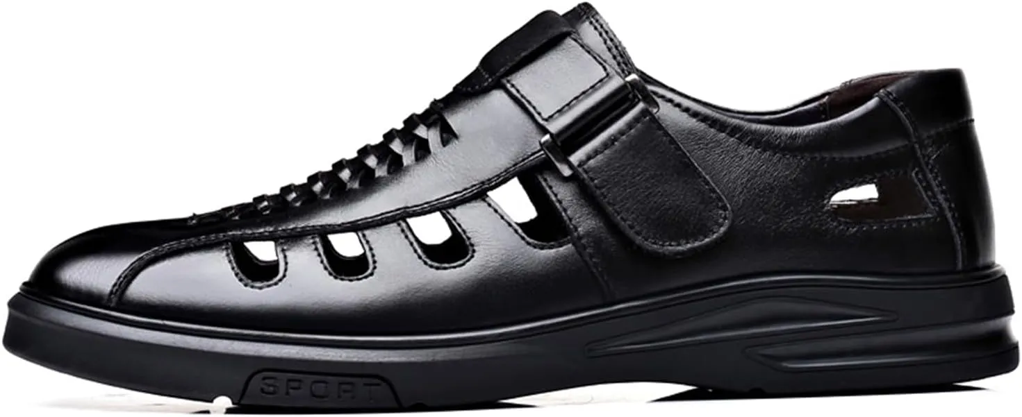 Veslexth Men's Sandals Causal Leather Shoes Outdoor Sport Lightweight Arch Support Walking Anti-Slip Loafers
