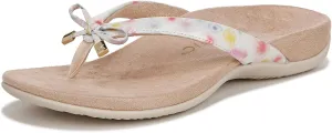 Vionic Women's Flip Flop Bella Sandal – Comfortable Sandals That Includes a Built-in Arch Support CREAM POPPY PRINT 8.5 Medium
