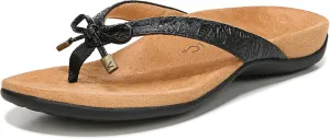 Vionic Women's Rest Bella Toe Post Sandal- Supportive Ladies Orthotic Sandals that include VIO MOTION Technology with Arch Support Black-Floral 6.5 Medium