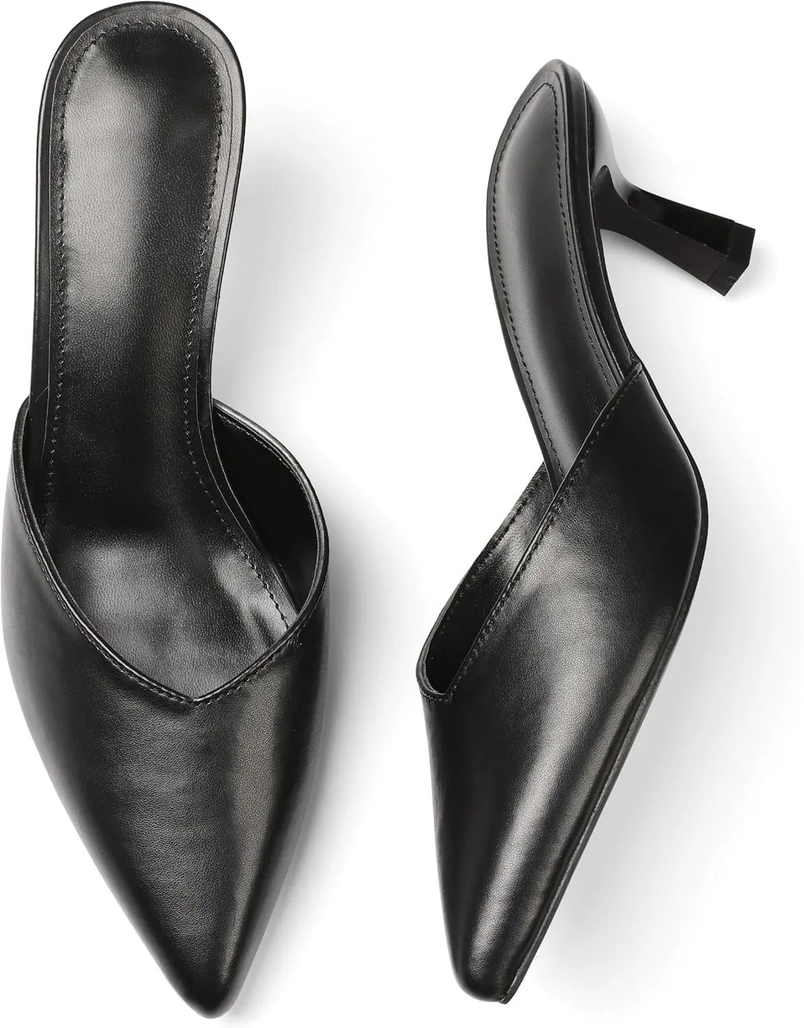 VOMIRA Black Kitten Heels for Women Closed Pointed Toe Stiletto Heels Black Mules for Women Slip On Slingback Heels Dress Party Wedding Heeled Sandals Women's Black Pumps Shoes