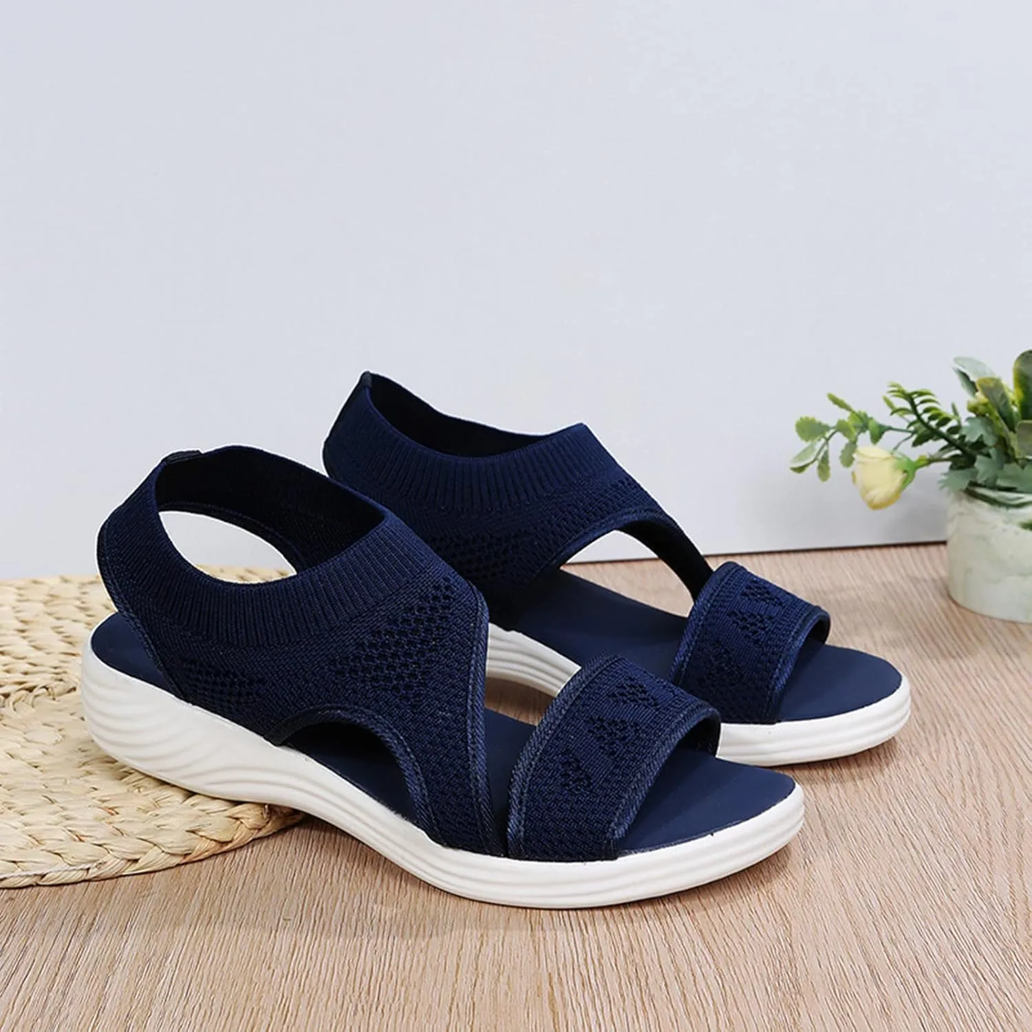 Walking Sandals for Women Platform Wedge with Arch Support Orthotic Comfortable Plantar Fasciitis Sandal Non-slip Casual Open Toe Sport Slip-Ons for Athletic Summer Beach Outdoor