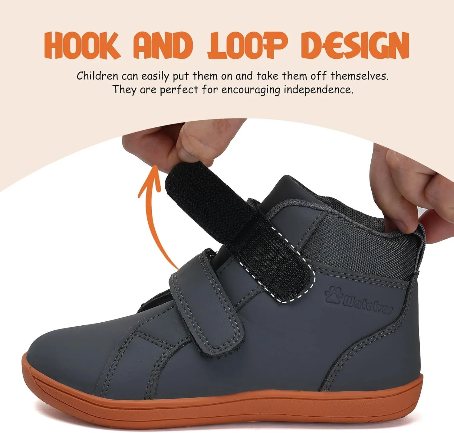WateLves Toddler Little Kids Wide Barefoot Shoes Boys Girls Winter High Top Minimalist Sneakers Ankle Boots Leather Uniform Dress Shoes Naturally Splay