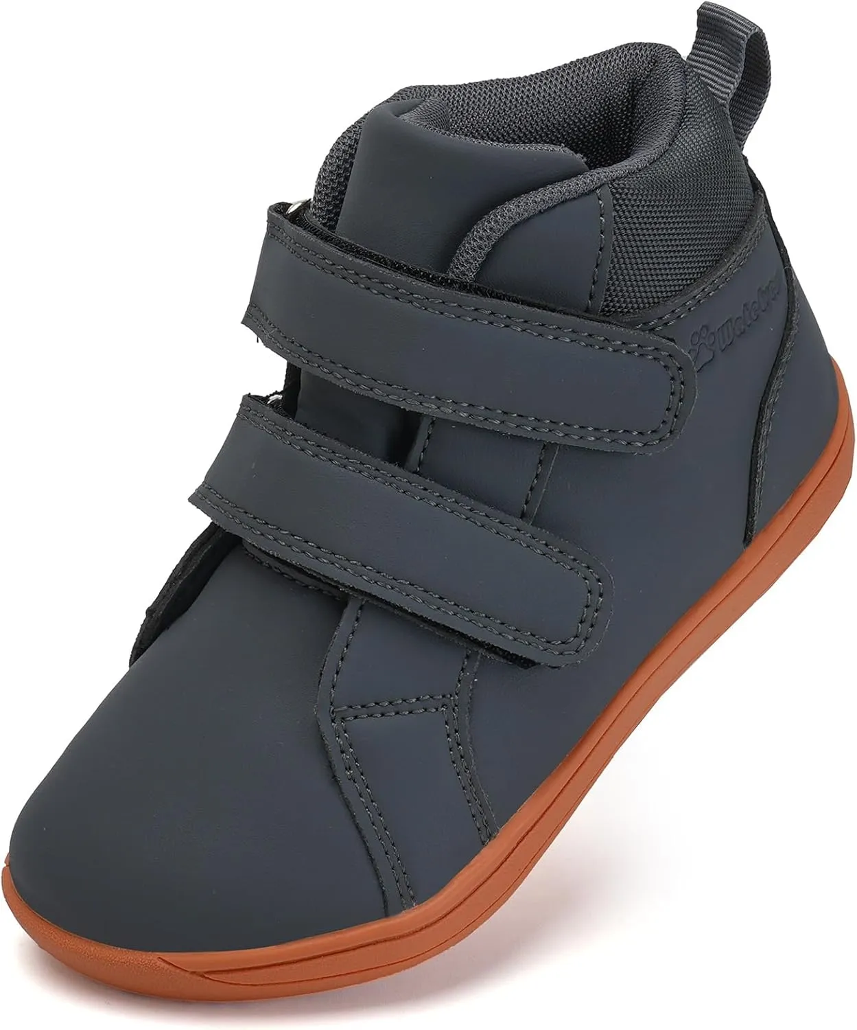 WateLves Toddler Little Kids Wide Barefoot Shoes Boys Girls Winter High Top Minimalist Sneakers Ankle Boots Leather Uniform Dress Shoes Naturally Splay