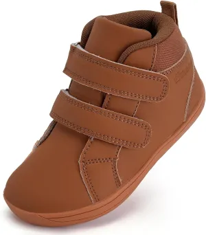 WateLves Toddler Little Kids Wide Barefoot Shoes Boys Girls Winter High Top Minimalist Sneakers Ankle Boots Leather Uniform Dress Shoes Naturally Splay