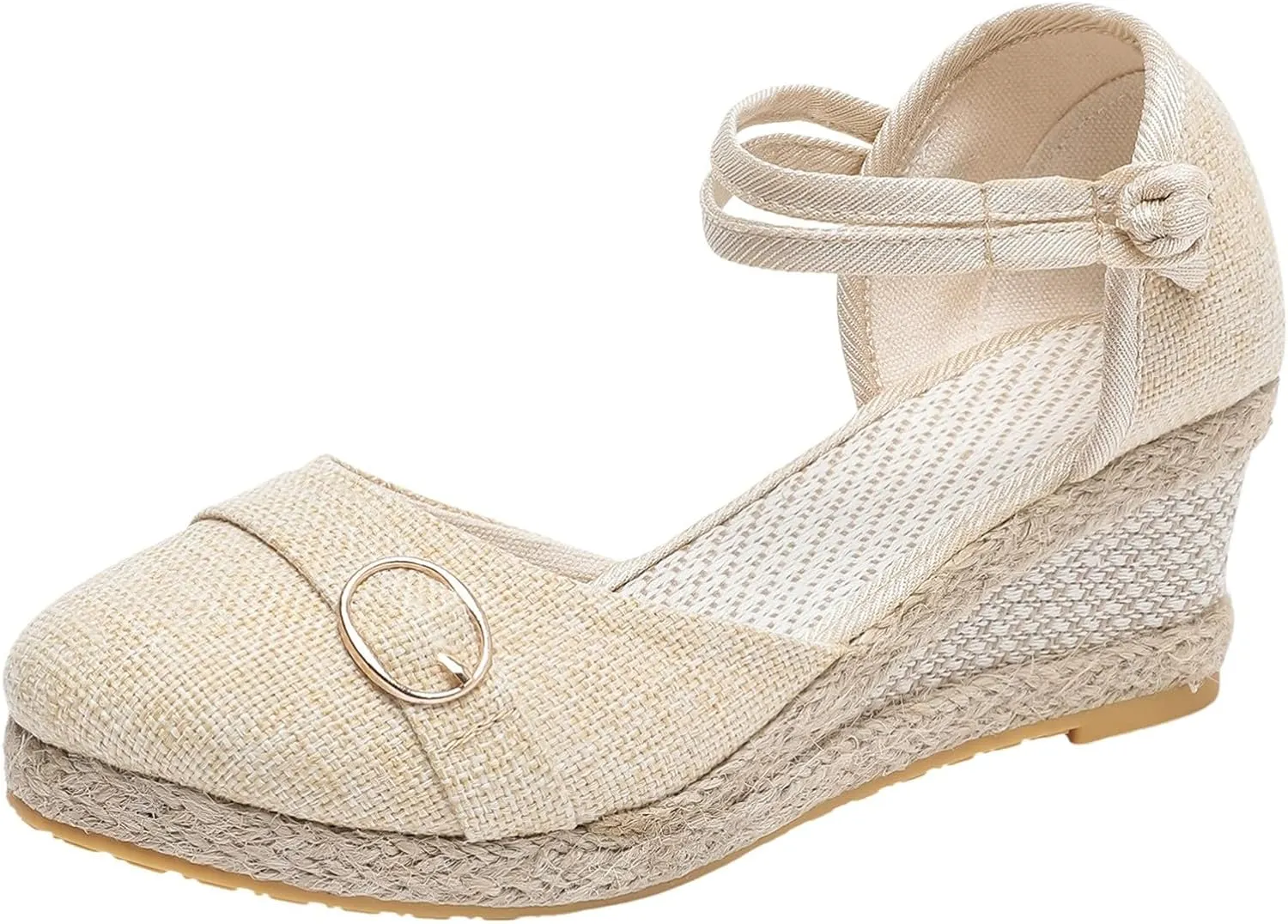 Wedge Sandals for Women 2024 Women Shoes Slope Heeled Linen Sandals Fashion Thick Heeled Beach Sandals