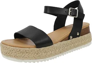 Wedge Sandals for Women Comfortable 2025 Dressy Open Toe Buckle Ankle Strap Espadrilles Flatform Summer Casual Sandal