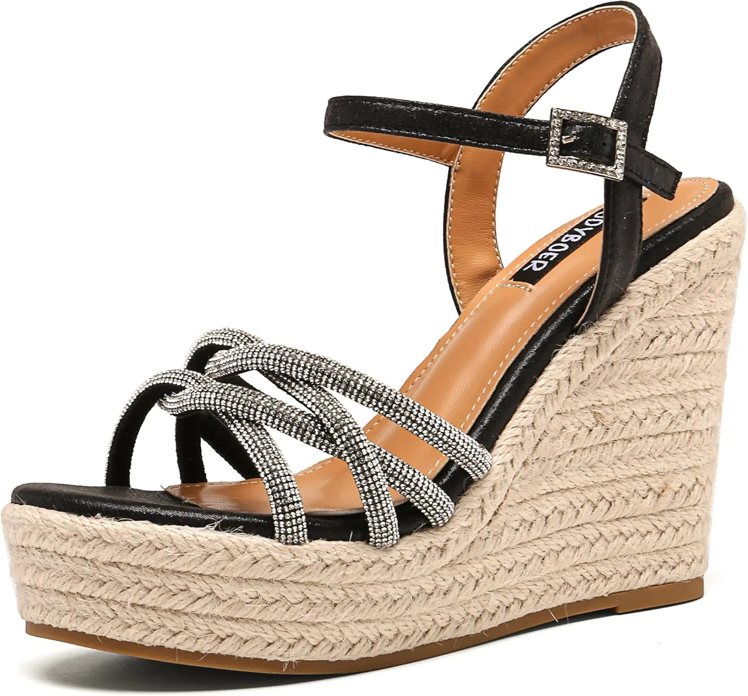 Wedge Sandals for Women, High Heel Summer Wedges, Open Toe Dressy Platform Espadrille with Ankle Strap Comfortable Party Shoes
