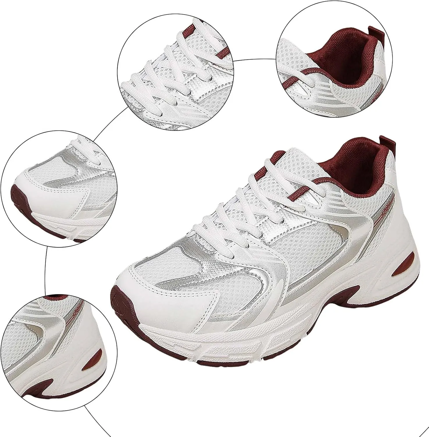Wedge Sandals for Women Lace-Up Sneakers Breathable Mesh Non-Slip Casual Summer White Shoes For Woman Walking