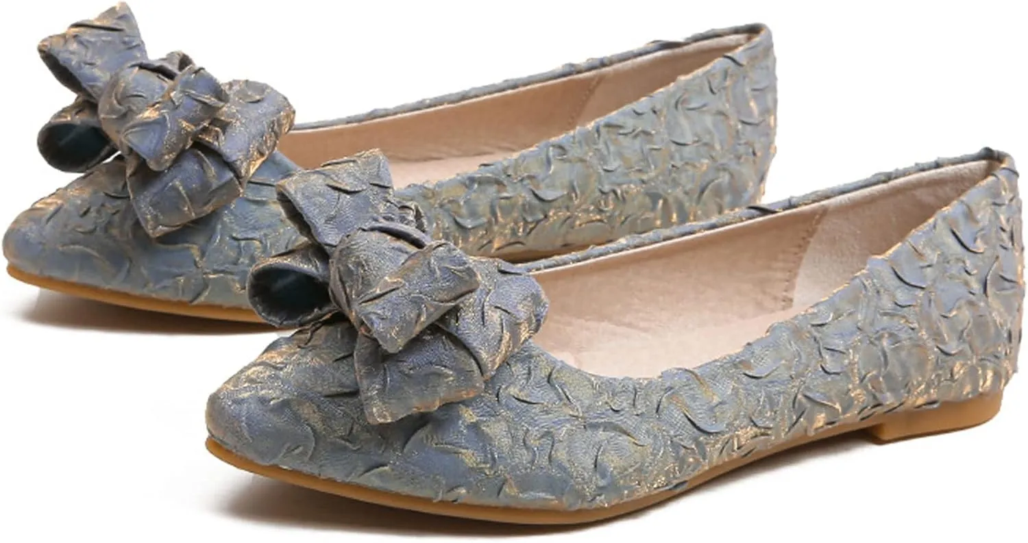WENJIAZHIZHI Womens Pleated Satin Ballet Flats Pointed Toe Slip-On Loafers Shoes for Women Flats Dressy Shoes Comfortable