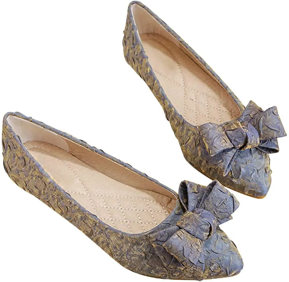 WENJIAZHIZHI Womens Pleated Satin Ballet Flats Pointed Toe Slip-On Loafers Shoes for Women Flats Dressy Shoes Comfortable
