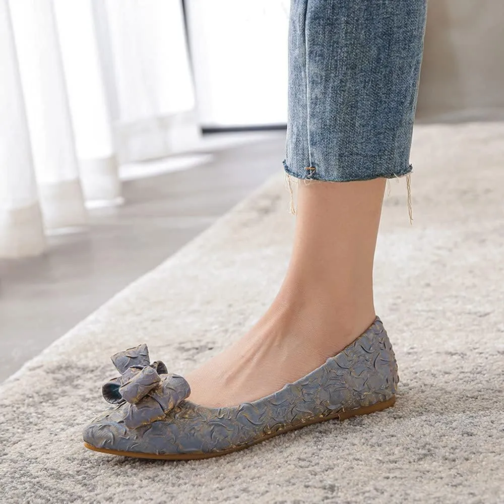 WENJIAZHIZHI Womens Pleated Satin Ballet Flats Pointed Toe Slip-On Loafers Shoes for Women Flats Dressy Shoes Comfortable