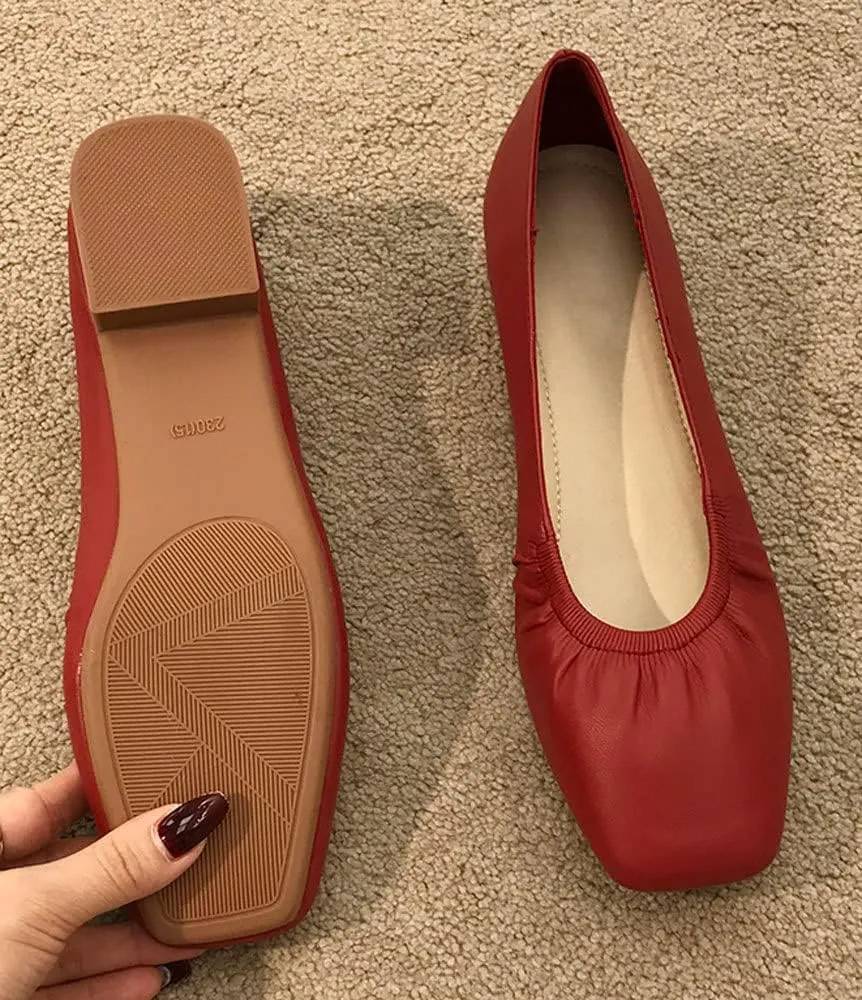 WENJIAZHIZHI Womens Ruched Ballet Flats for Ballerina Dancing Dress Shoes Women Dressy Comfortable Casual Slip Ons