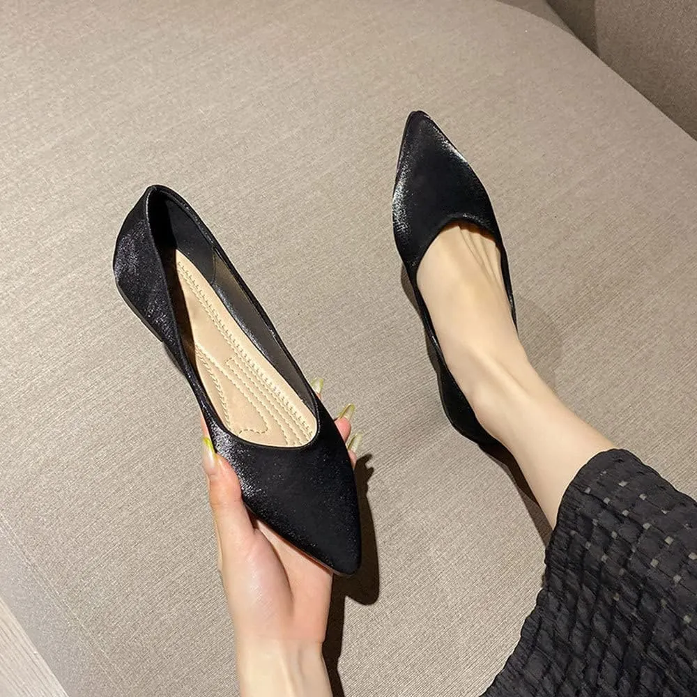 WENJIAZHIZHI Women's Satin Flats Wedding Dressy Shoes Elegant Slip-On Loafers Ballet Flats for Women Work Dressy Casual