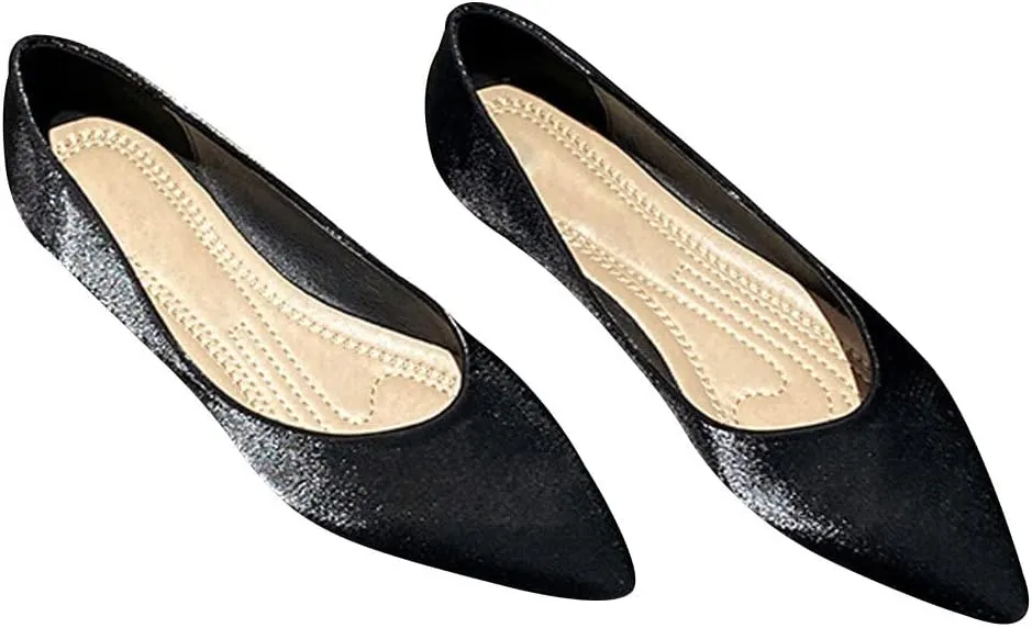 WENJIAZHIZHI Women's Satin Flats Wedding Dressy Shoes Elegant Slip-On Loafers Ballet Flats for Women Work Dressy Casual