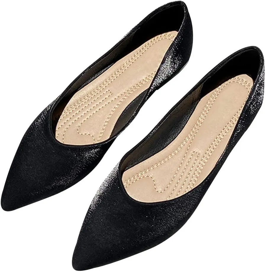 WENJIAZHIZHI Women's Satin Flats Wedding Dressy Shoes Elegant Slip-On Loafers Ballet Flats for Women Work Dressy Casual