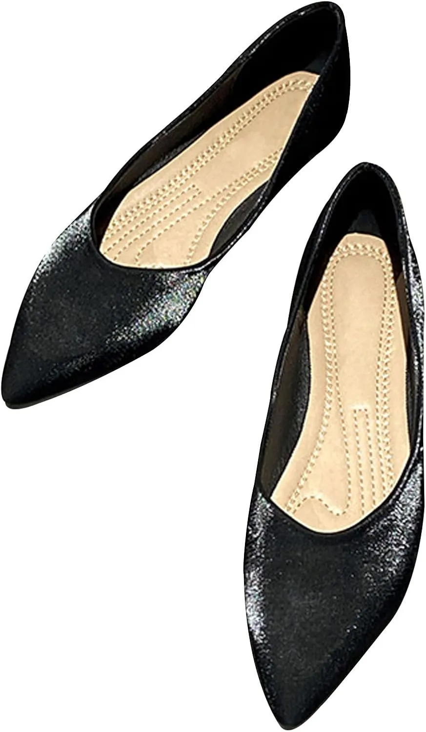 WENJIAZHIZHI Women's Satin Flats Wedding Dressy Shoes Elegant Slip-On Loafers Ballet Flats for Women Work Dressy Casual