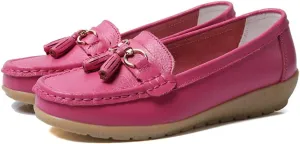 WERWAES Casual Women’s Loafers Flat Metal Buckle Comfortable Lightweight Penny Loafers for Womens Leather Slip-on Outdoor Driving Moccasion Boat Shoes