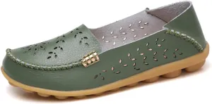 WERWAES Casual Womens Loafers Shoes Hollow Leather Breathable Lightweight Slip on Loafers Flats Walking Office Classic Moccasins Loafers for Women