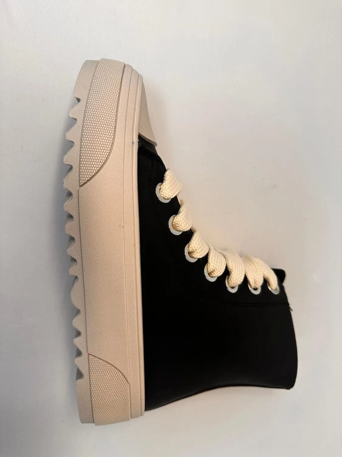 Wild Diva Women's Ferdi-11 Cross Border Thick Sole High Top Lace Sneaker
