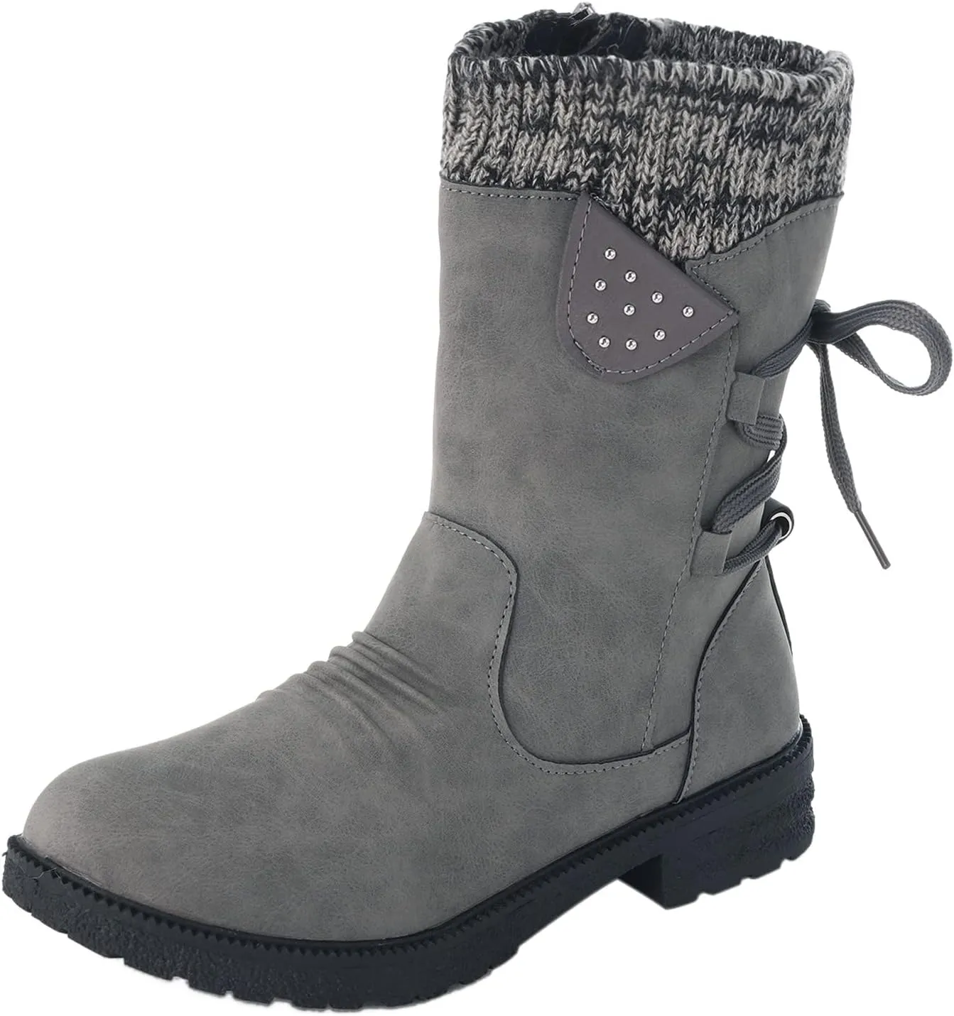 Winter Boots for Women Snow Boots for Women Women Fashion Casual Vintage Retro Lace Up Thick Heels Shoes Snow Boots