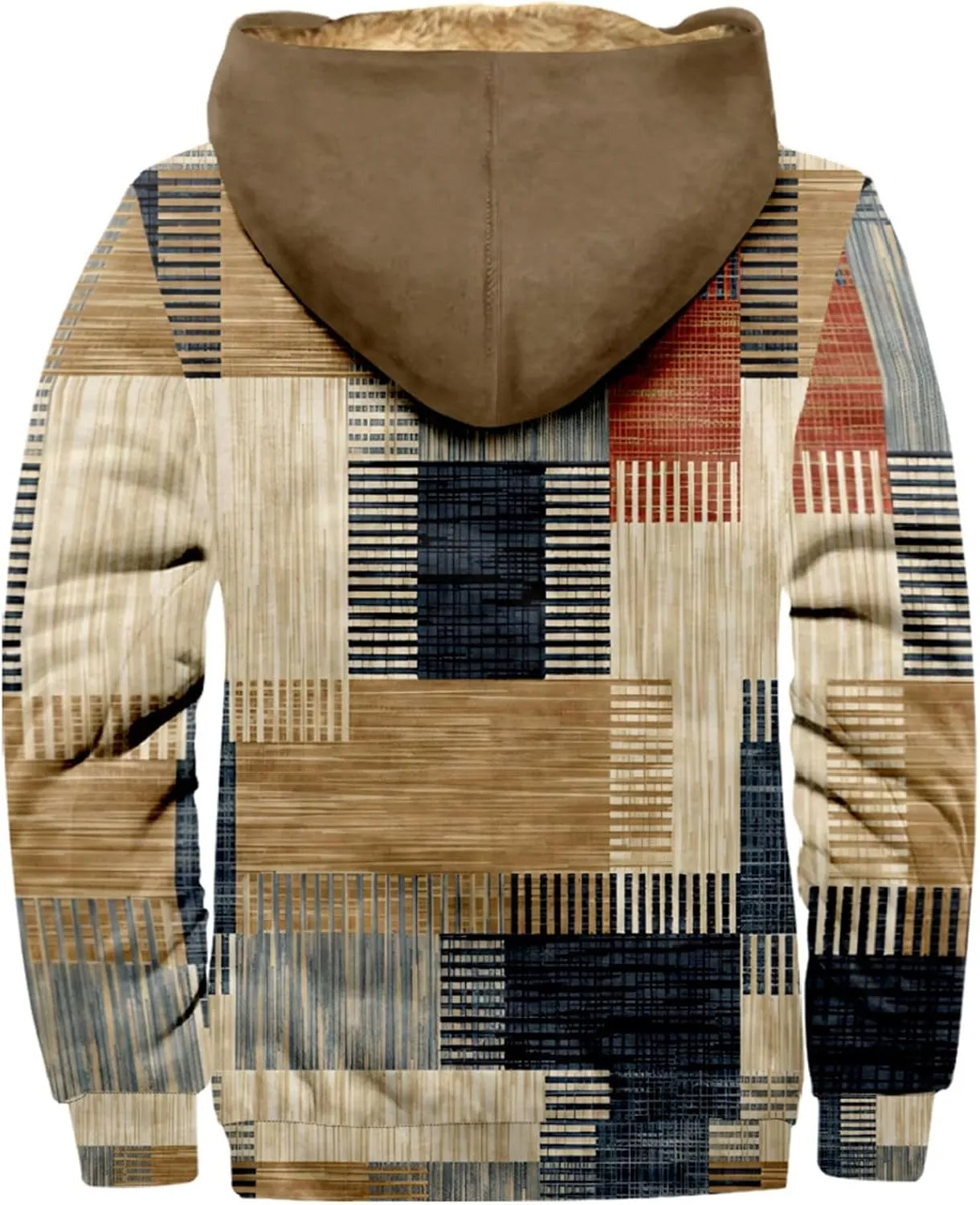 Winter Jacket for Men Printed Work Cargo Coats Zipper Outerwear Fleece Sherpa Lined Hoodies Hooded Sweatshirt Tops