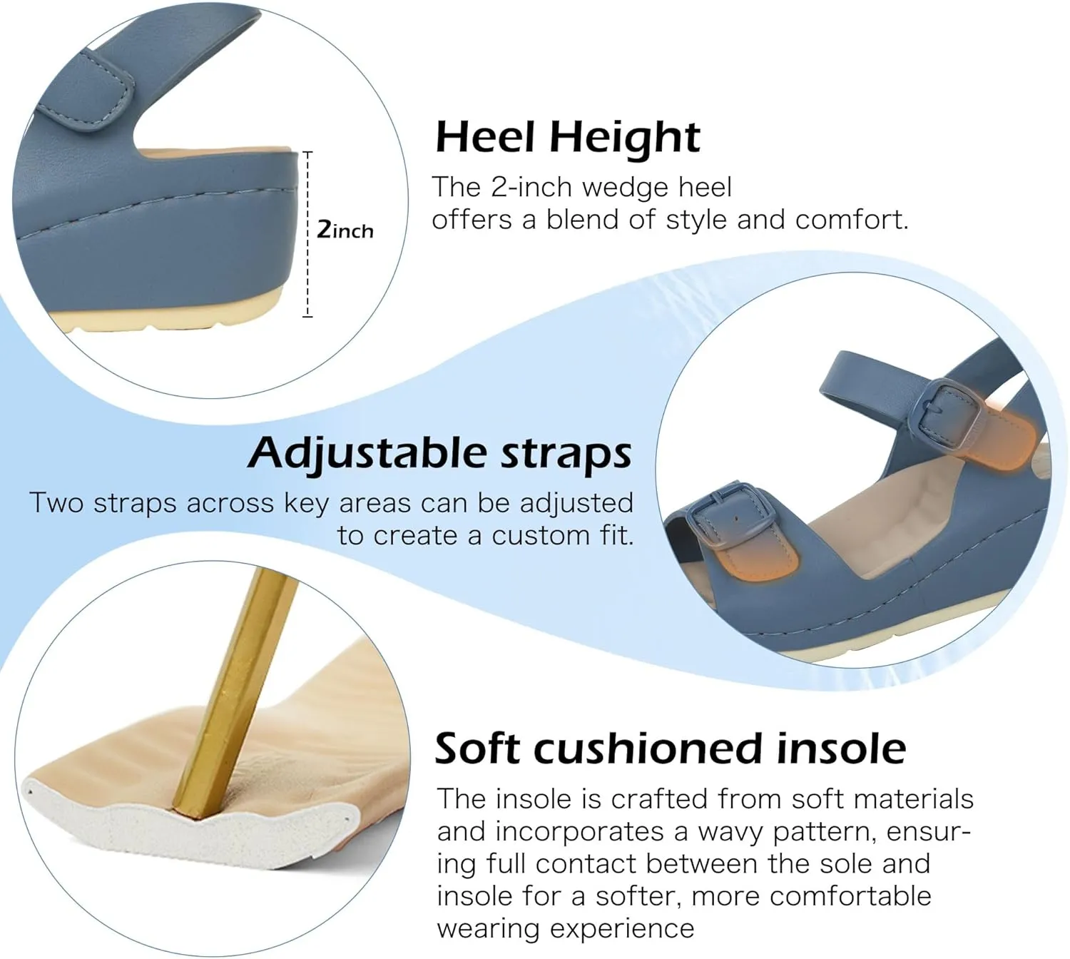 Women Arch Support Wedge Sandals Comfortable Waking Sandals