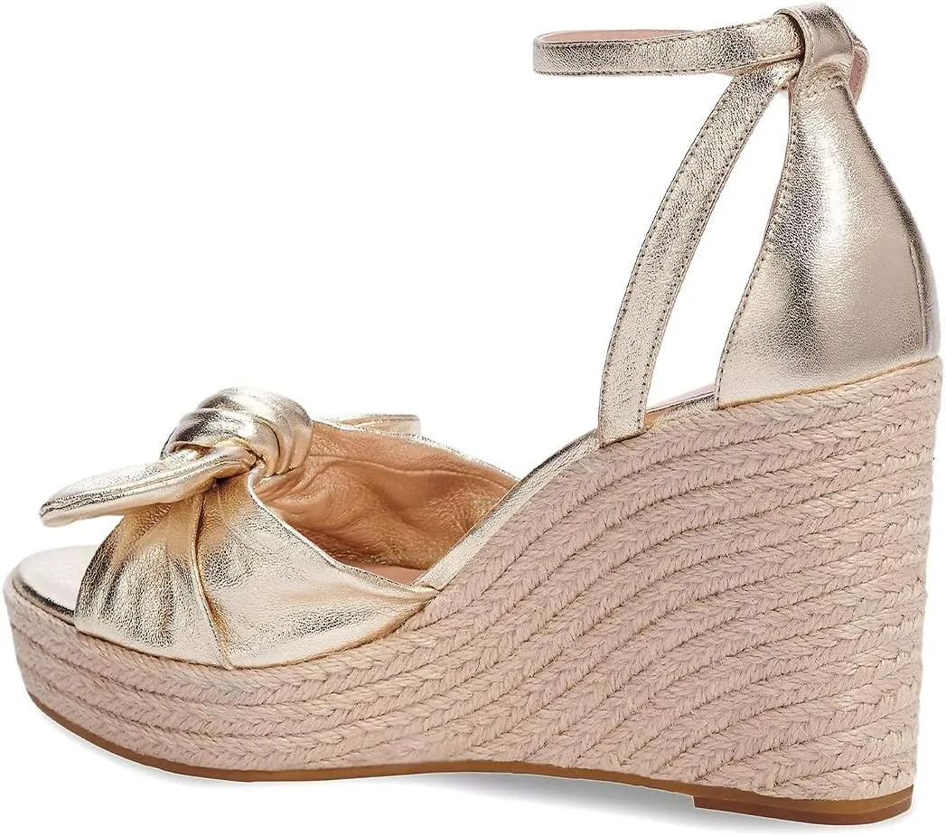 Women Espadrilles Wedge Heel Sandals with Bows Open Toe Strap Buckle High Heels Shoes Summer Holiday Outfit Size 4-16 US