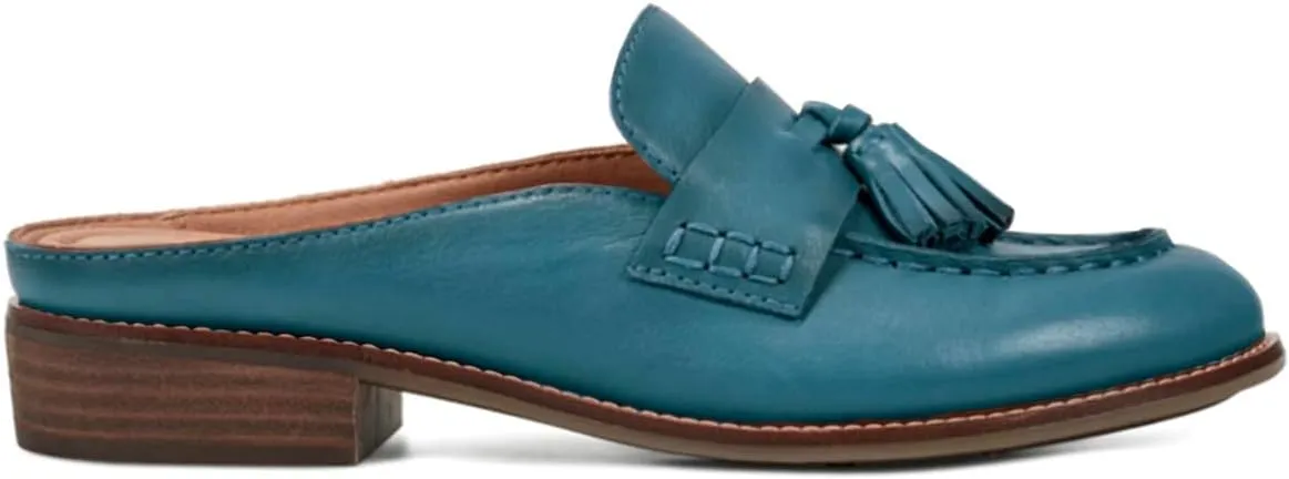 Women Flat Tassel Mules Closed Round Toe Slip On Fringe Loafers Backless 1 Inch Low Chunky Stacked Heeled Sandals Suede Metallic Slip-Ons Clogs Comfy Slide Slippers Daily Casual 4-11 M US