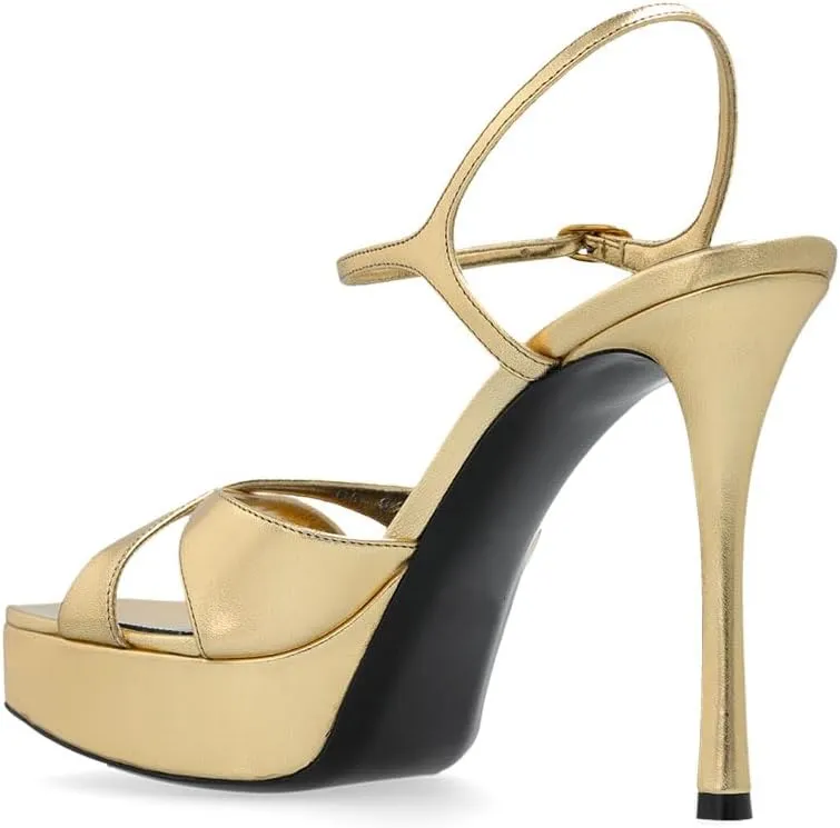 Women Satin Platform Sexy Sandals Ankle Strap Buckle Stiletto High Heels Summer Party Prom Shoes