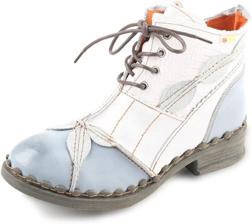 Women Shoes Patchwork Washed Leather Shoes Lace-up Women's Ankle Boots