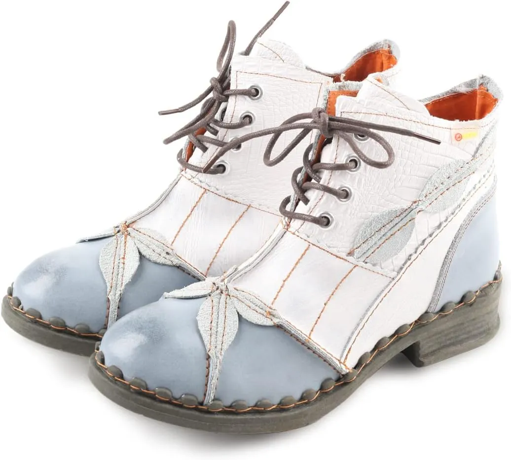 Women Shoes Patchwork Washed Leather Shoes Lace-up Women's Ankle Boots