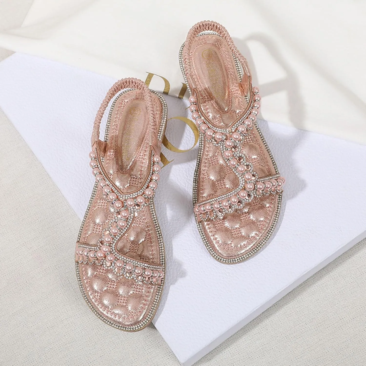 Women Shoes Thick Sole Wedge Sandals Fashion Pearl Outdoor Beach Bohemian Sandals Sandals for Women Sexy