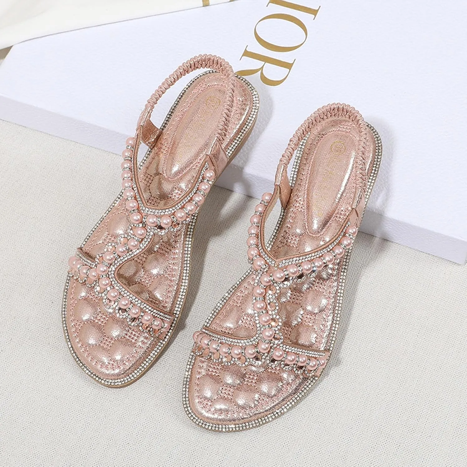 Women Shoes Thick Sole Wedge Sandals Fashion Pearl Outdoor Beach Bohemian Sandals Sandals for Women Sexy
